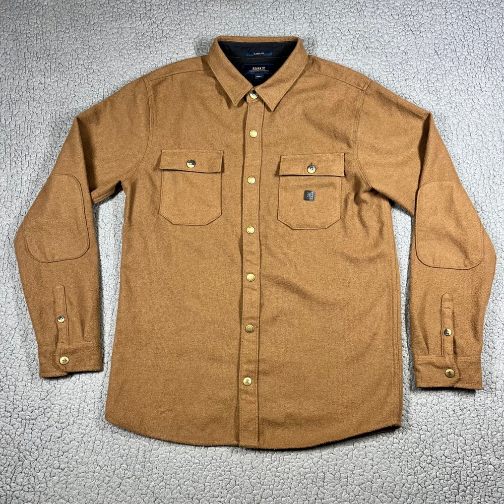 Roark Revival Mens Classic Fit Wool Blend Button Down Shirt Brown Size M 6510